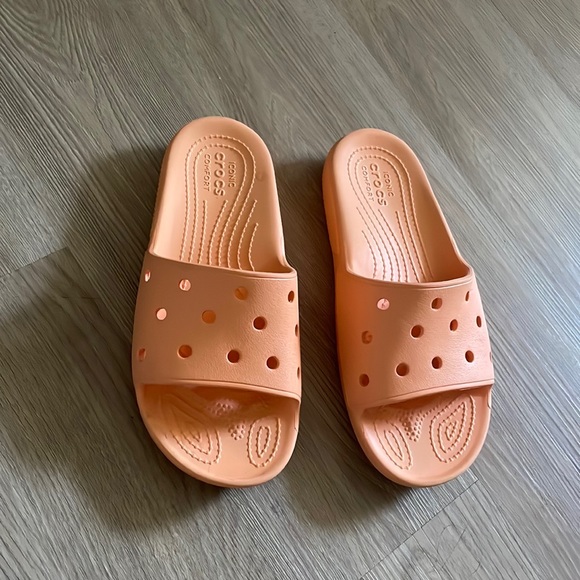 Cantaloupe Orange Crocs Slides - Picture 2 of 4